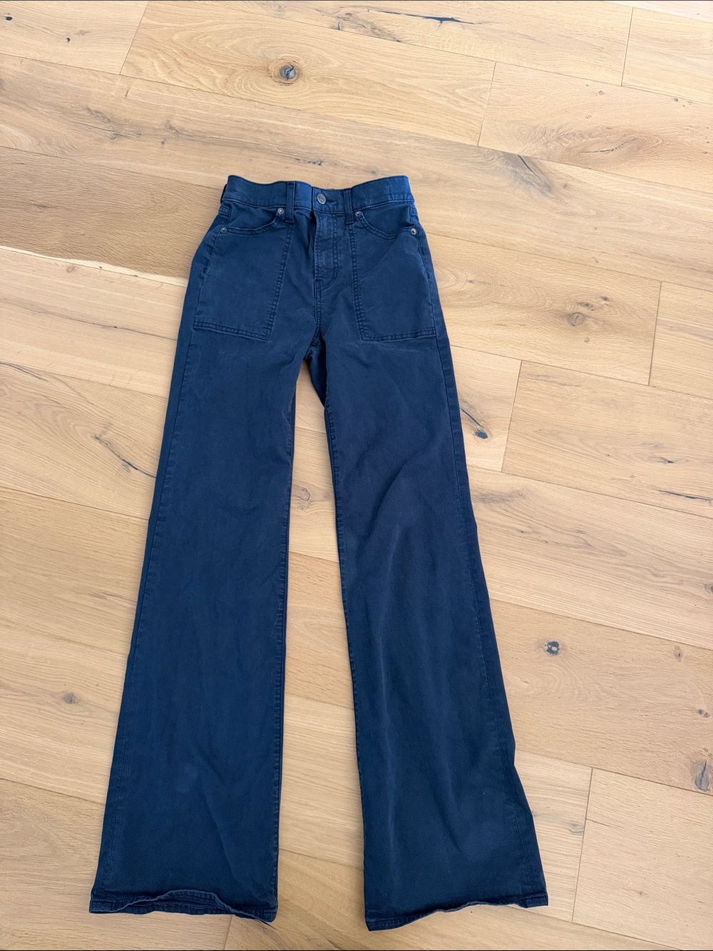 Veronica Beard Dark Navy High-Rise Wide-Leg Jeans